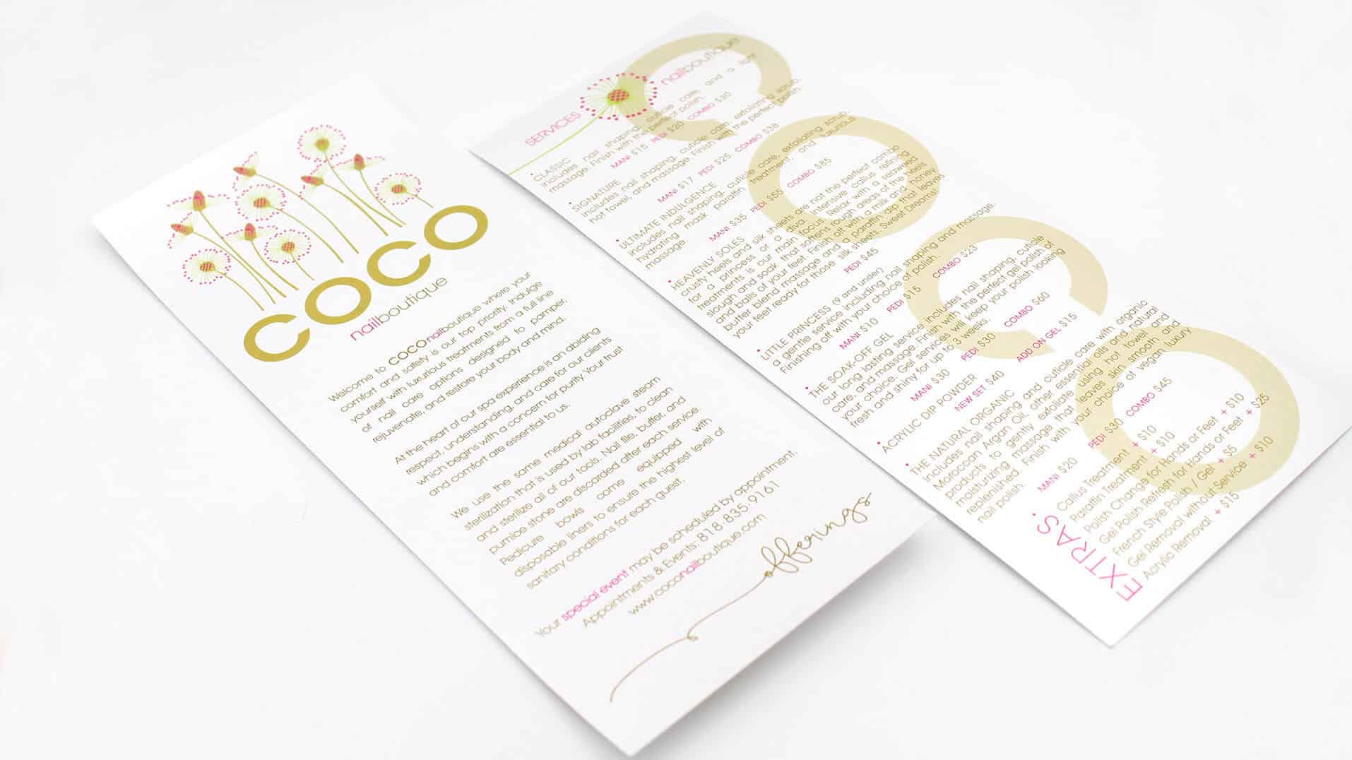 Photo of Coco nailboutique services menu designed by DIG53.